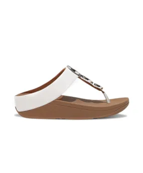 FitFlop Halo Bead Circle Leather Toe Post Sandals White