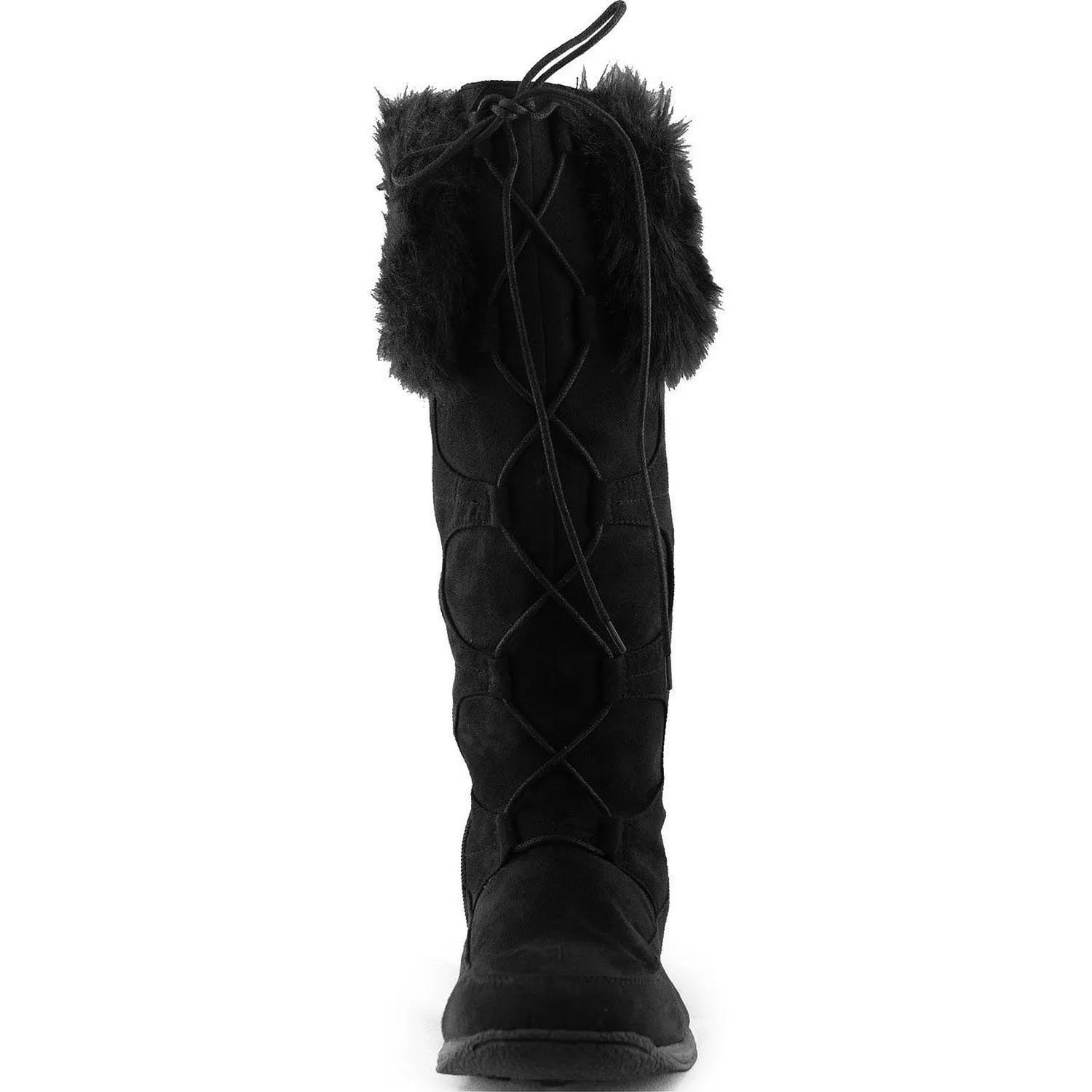 Fur Cuff Lace-up Vegan Mocassin Eskimo Winter Boots