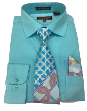 Henri Picard Regular Fit Combo Shirt - Turquoise