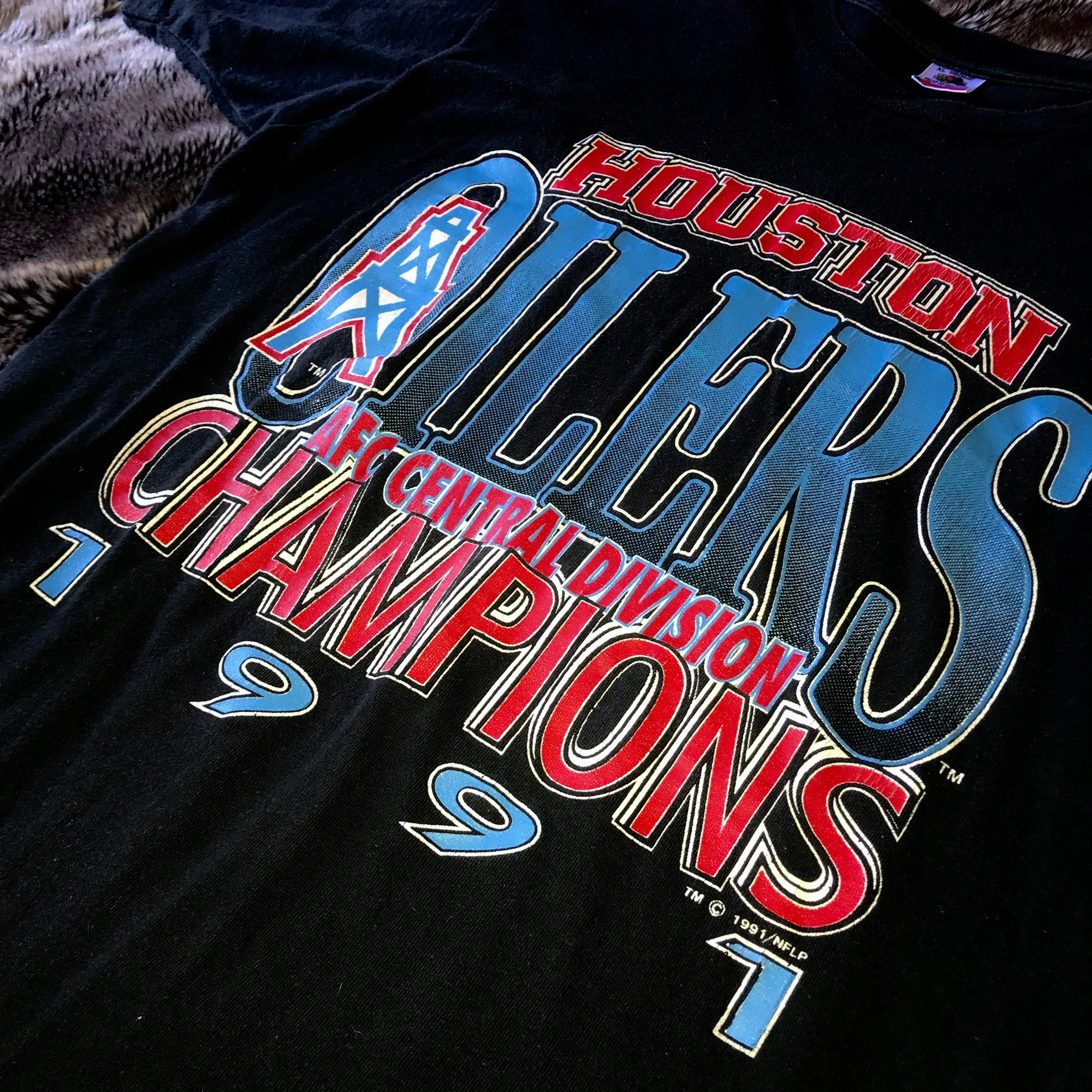 Houston Oilers 1991 AFC Central Champions Single Stitch Tee (White)