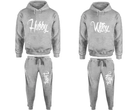 Hubby Wifey Couple Matching Pullover Hoodies and Jogger Pants Top & Bottom Sets