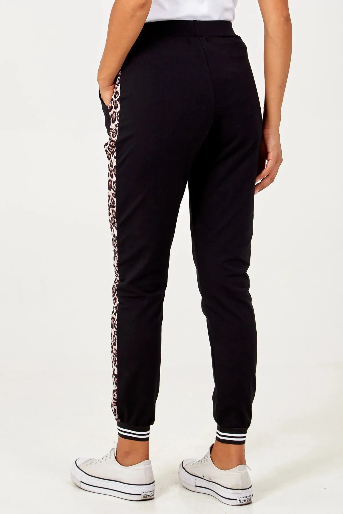 Leopard Print Side Stripe Joggers