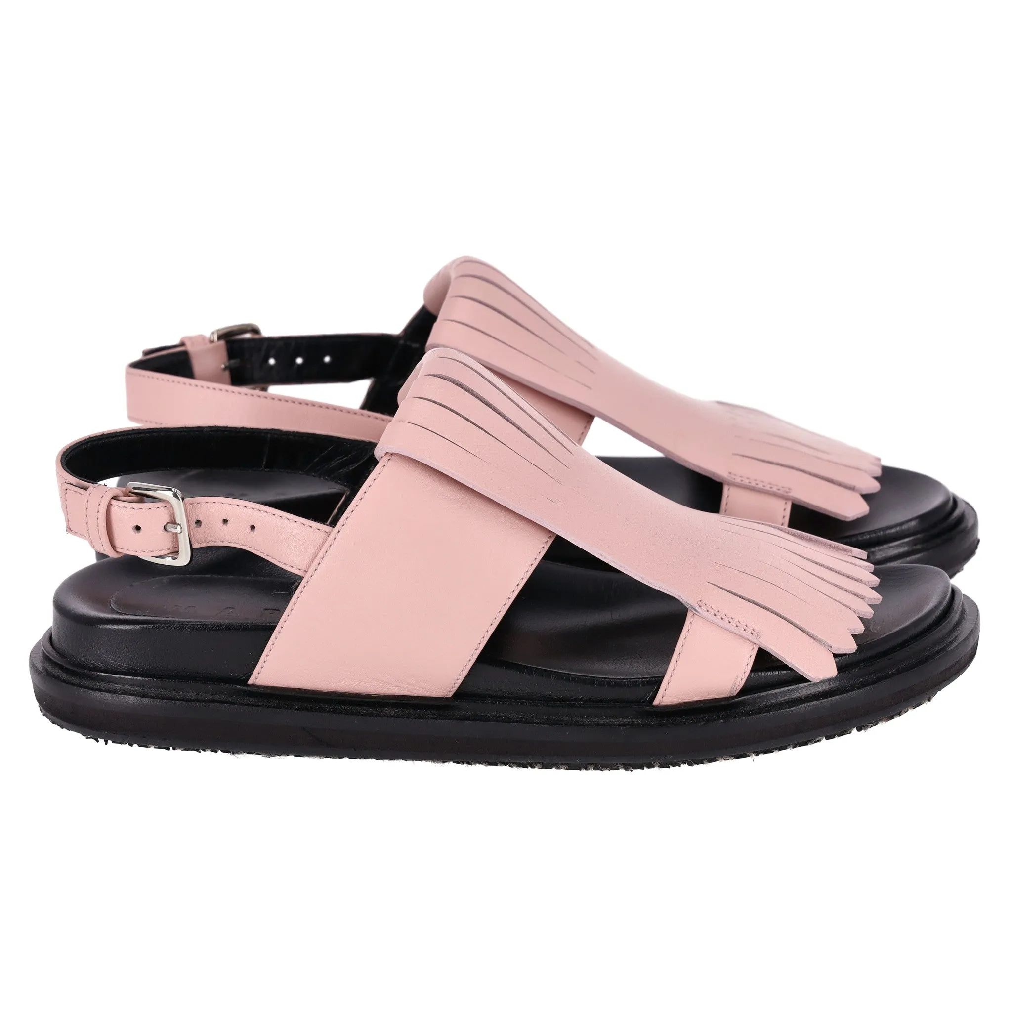 Marni Fringed Leather Sandals. Size 37