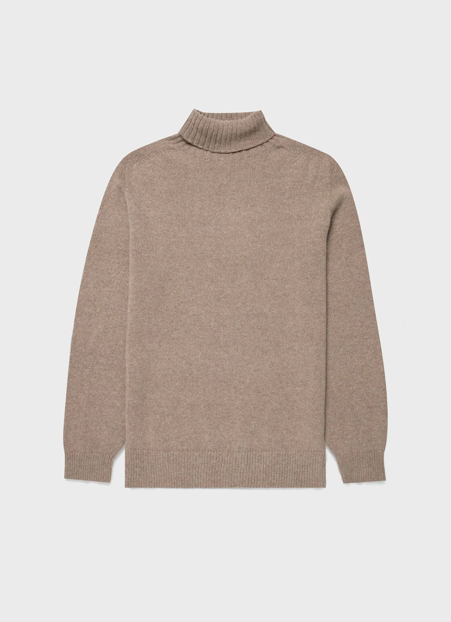 Men's Lambswool Roll Neck in Sandstone