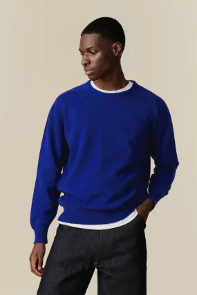 Men's Lambswool Saddle Shoulder Crew Neck - Cobalt