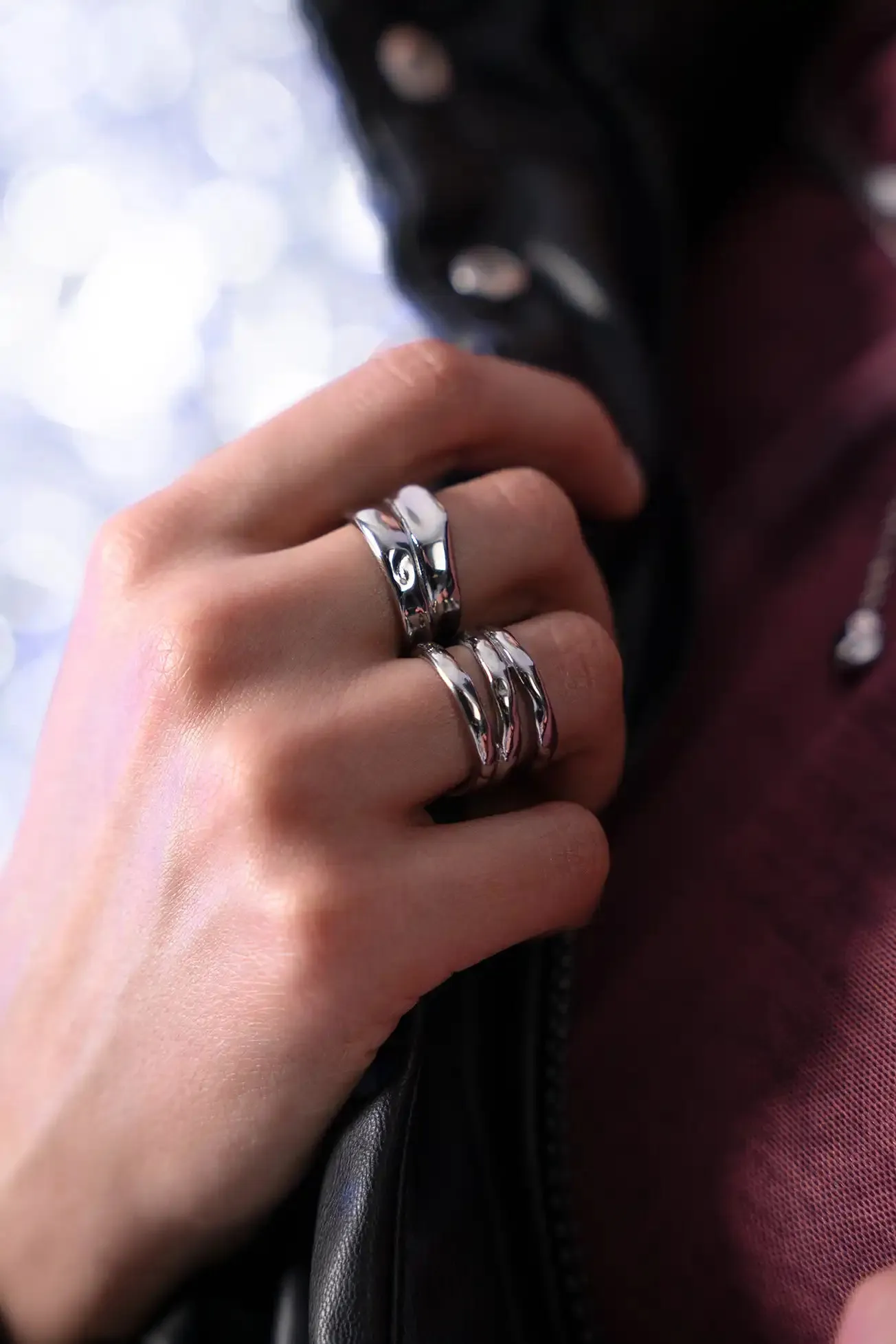 Molten Triple Ring Silver