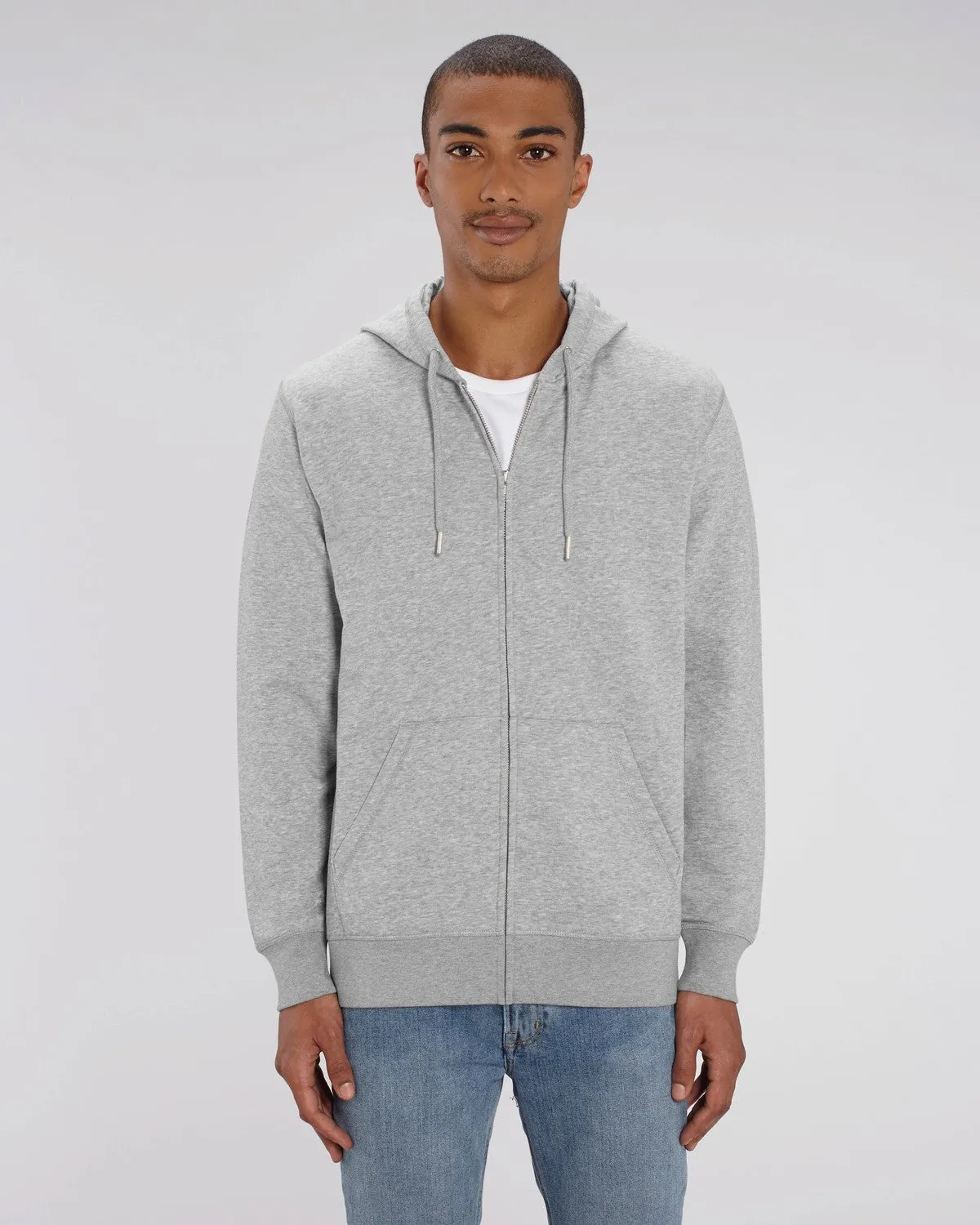 Nachhaltige Hoodie Jacke Grau Melange