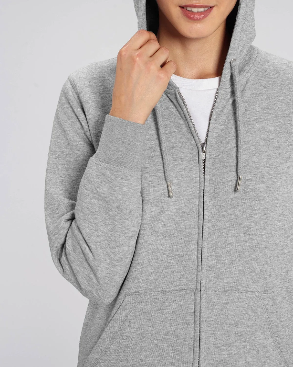 Nachhaltige Hoodie Jacke Grau Melange