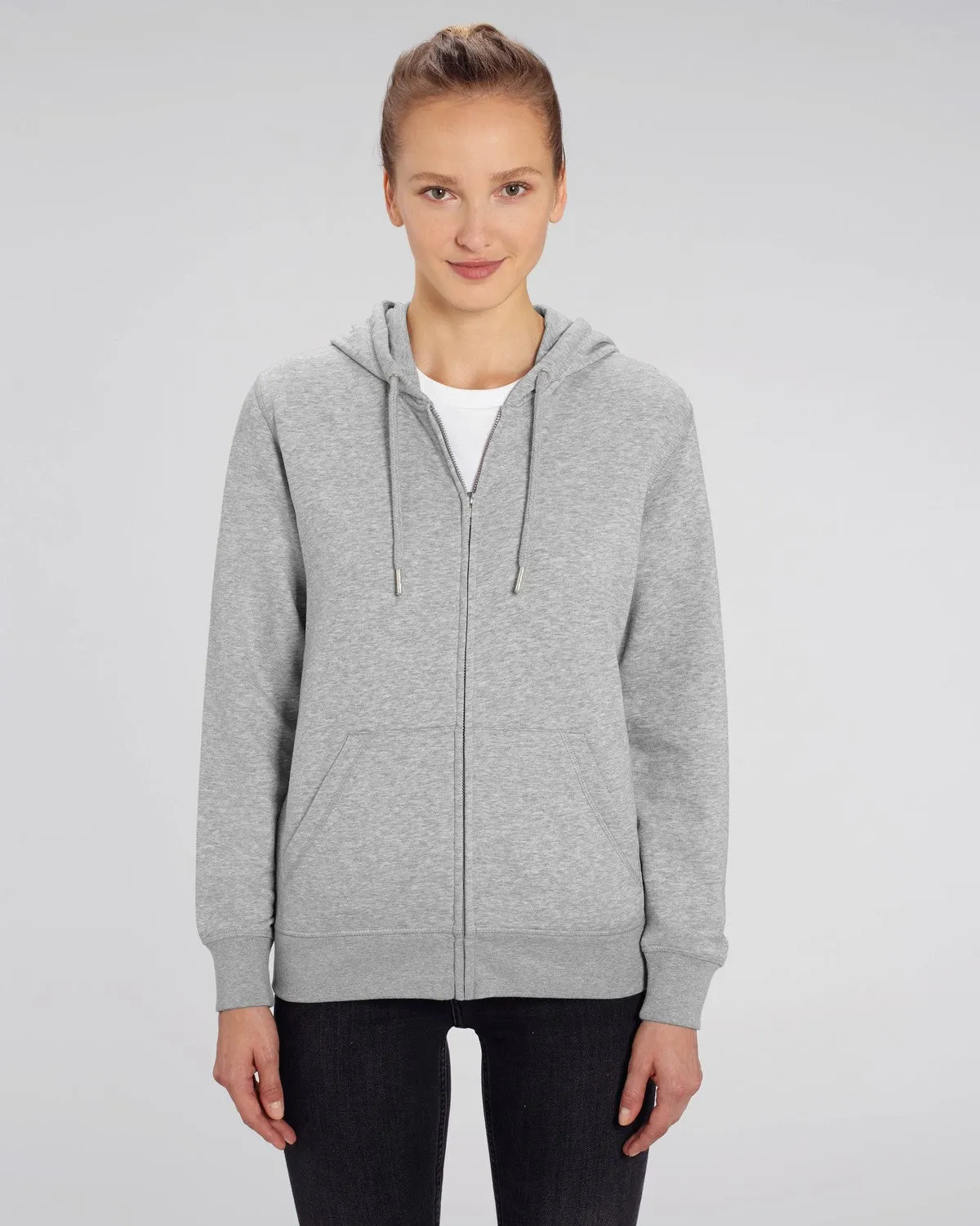 Nachhaltige Hoodie Jacke Grau Melange