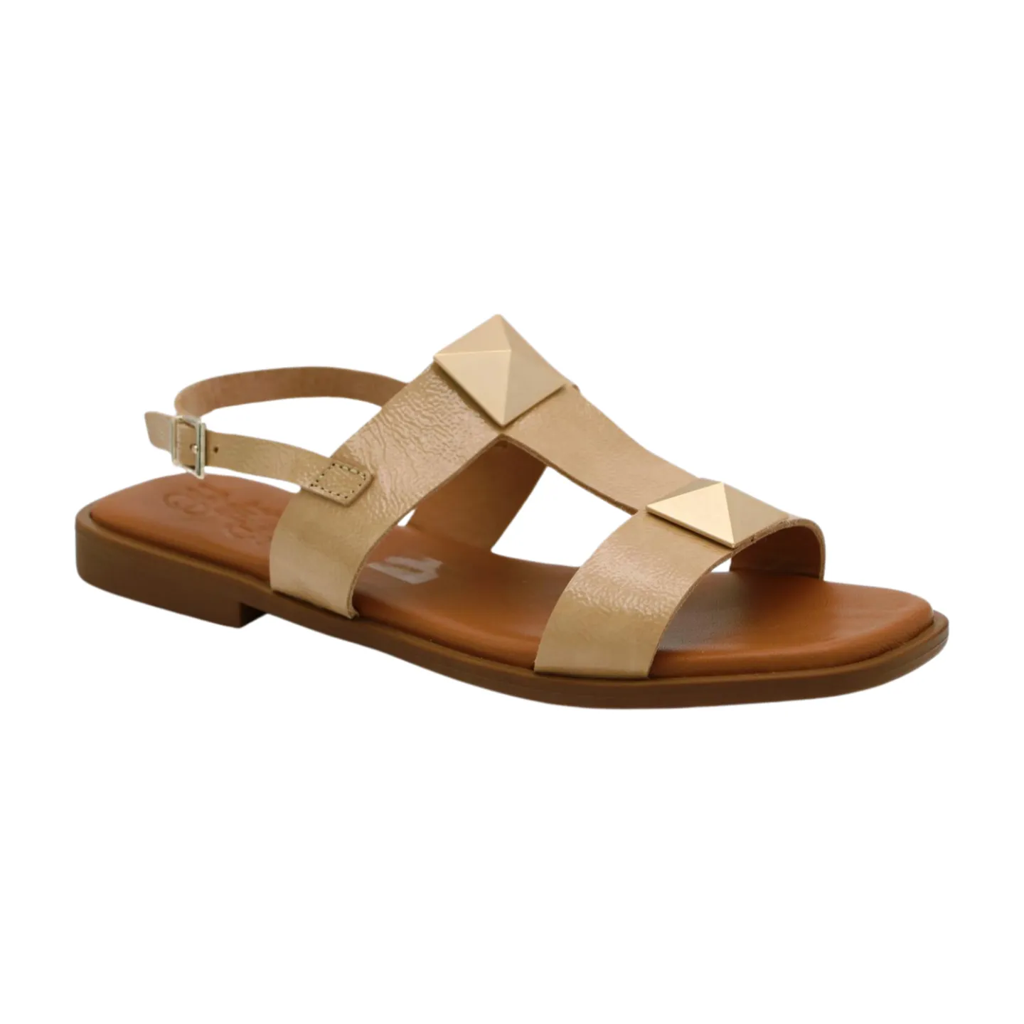 OH MY SANDALS Camel T-bar Flat Sandal