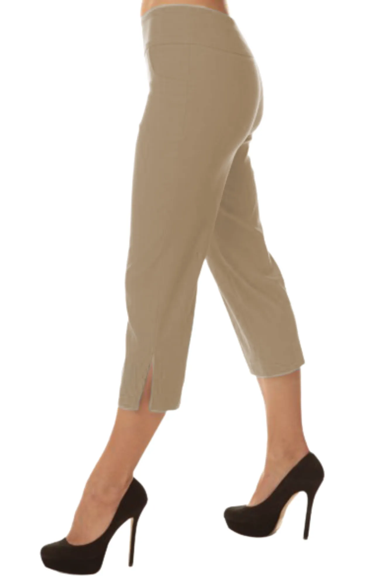 Straight Leg Capri Pant With Slit Details Jess