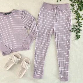 Tessa Stripe Joggers - Lavender