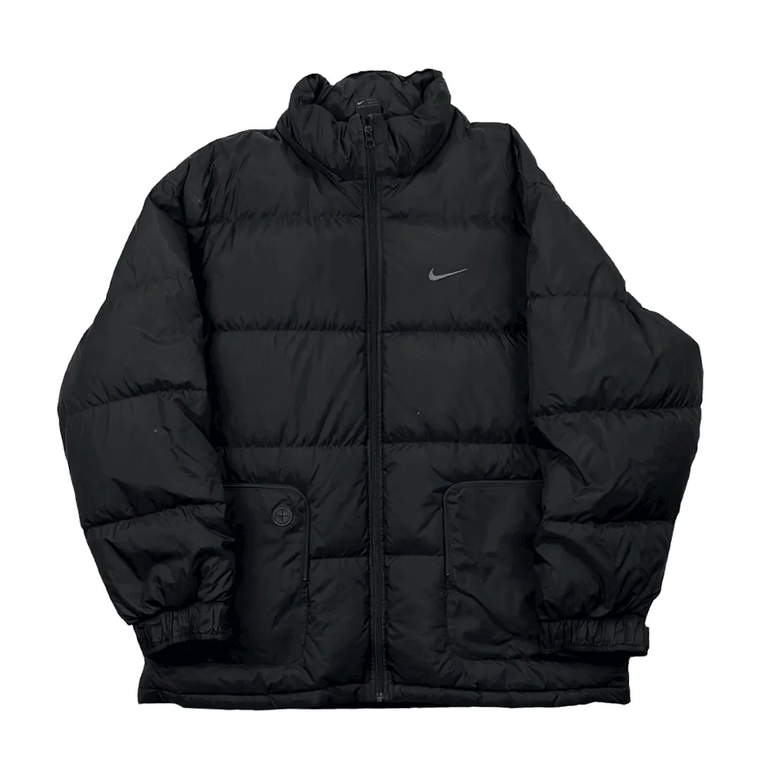 Vintage 90s Black Nike Puffer Coat/ Jacket - Large