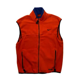 Vintage 90s Orange Nike ACG Spell-Out Fleece Gilet - Large