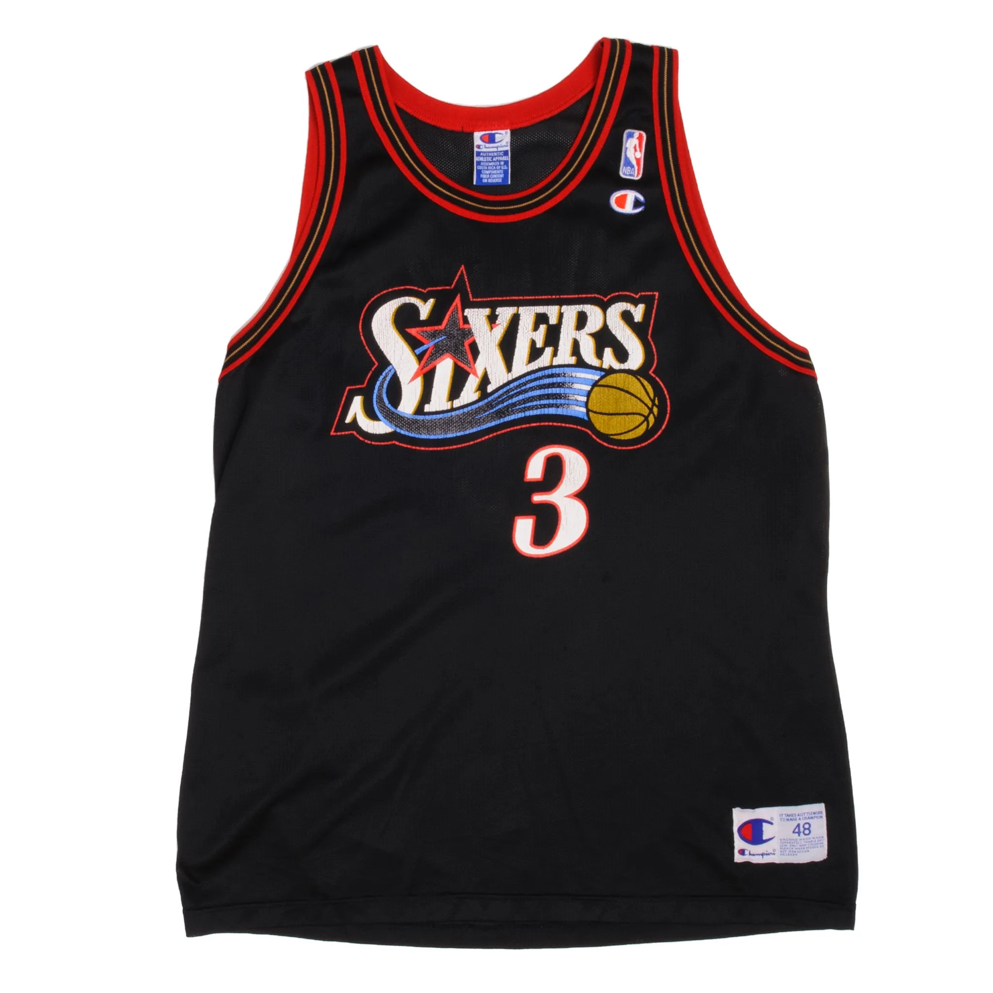 VINTAGE CHAMPION PHILADELPHIA 76XERS SIXERS Allen IVERSON 3 JERSEY SIZE 48 LATE 1990S