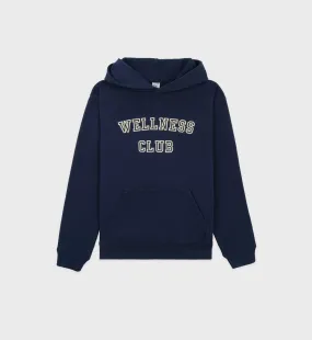 Wellness Club Flocked Hoodie - Navy/Cream